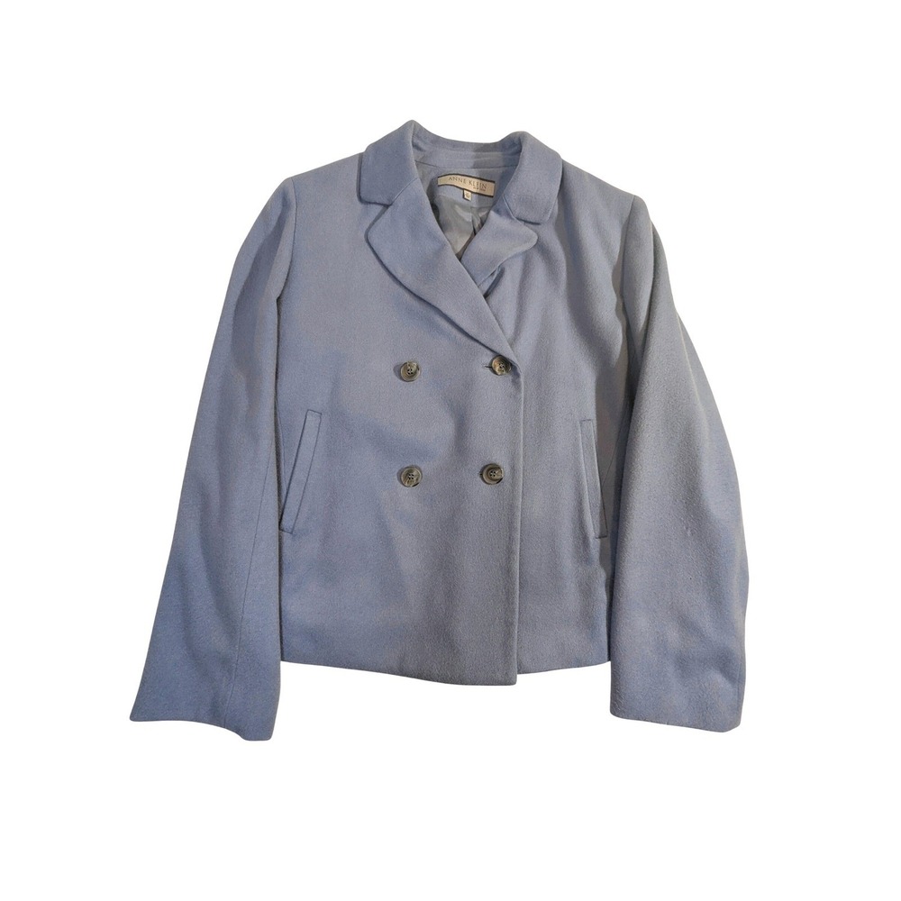 Anne‎ Klein Cashmere Jacket M Blue Double Breasted Coat